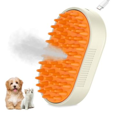 Rechargeable Pet Steam Brush: Desheds, Cleans, & Massages
