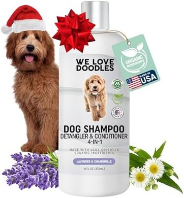 USDA Organic Dog Shampoo & Conditioner: Detangles, soothes sensitive skin (16 oz Lavender)
