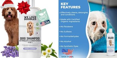 USDA Organic Lavender Shampoo & Conditioner for Dogs (Sensitive Skin, Matted Hair)
