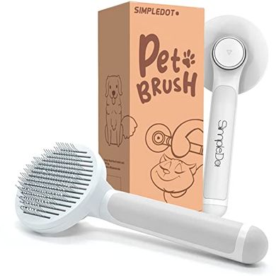 Self-Cleaning Slicker Brush: Removes Undercoat, Mats & Tangles, Massages Pets.
