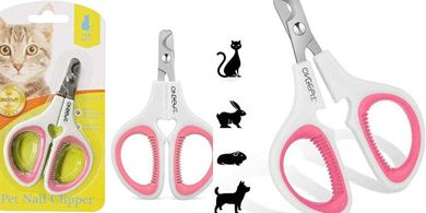 OneCut Pet Nail Clippers, Update Version Cat & Kitten Claw Nail Clippers for Trimming, Professional Pet Nail Clippers Best for a Cat, Puppy,Rabbit, Kitten & Small Dog,Sharp & Safe (Pink)