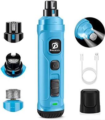 Quiet, Powerful 2-Speed Dog & Cat Nail Grinder (LED, Blue)
