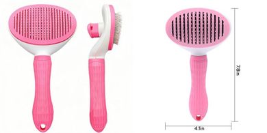 Pink Self-Cleaning Pet Slicker Brush for Shedding & Matting
