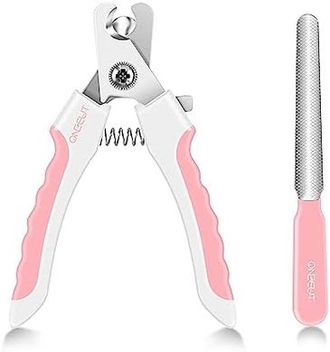 OneCut 6" Dog Nail Clippers for Small, Medium and Large Breed Professional Pet Nail Trimmers -Suitable for Cats, Rabbits and Guinea Pigs with Safety Guard to Avoid Over Cutting (Pink)