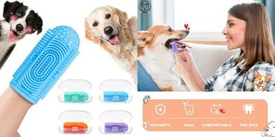 Dog Finger Toothbrush Kit (4-pack) for Dental Care
