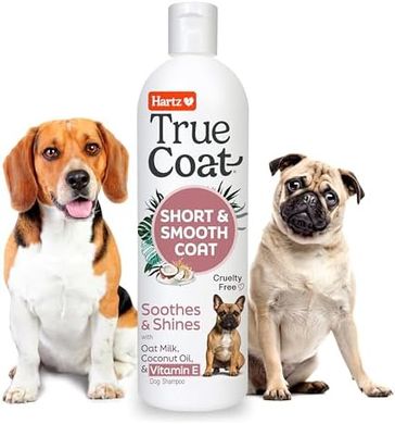 New! Hartz True Coat Short & Smooth Coat Specific Dog Shampoo, Soothes & Shines with Oat Milk, Coconut Oil & Vitamin E