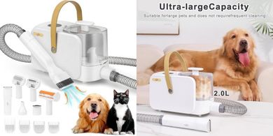 Quiet Pet Grooming Kit with Vacuum: 8 Tools for Dogs & Cats