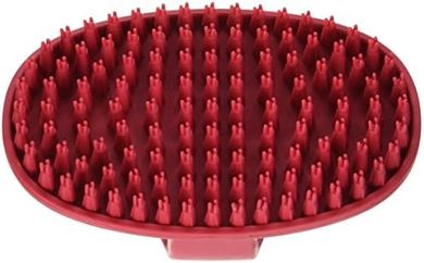 Red Rubber Grooming Brush with Loop Handle