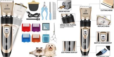 Quiet Cordless Rechargeable Dog & Cat Clippers Grooming Kit