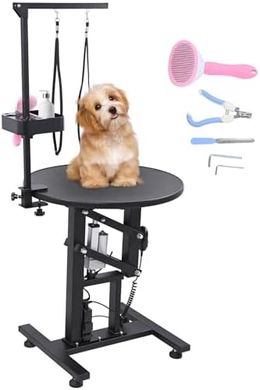 24" Electric Rotating Dog Grooming Table with Lift, Swivel, & Accessories