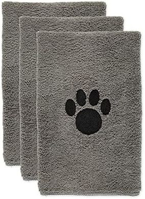 Bone Dry Pet Microfiber Drying Towels (Gray, 3-Pack)
