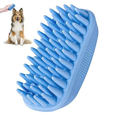 Silicone Pet Grooming Brush: Soft Wash & Shed Removal