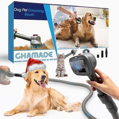 Pet Grooming Vacuum Brush with Extension Hose for Dogs & Cats
