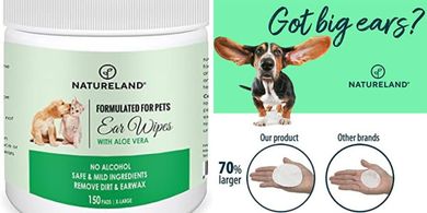 Natureland Extra-Large Dog Ear Wipes: 150 Count, Infection & Odor Control