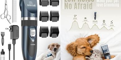 Oneisall Quiet Cordless Dog & Cat Grooming Kit (Navy)