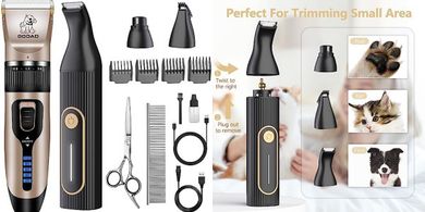 Quiet Cordless Dog & Cat Grooming Kit: Clipper, Grinder, Trimmer