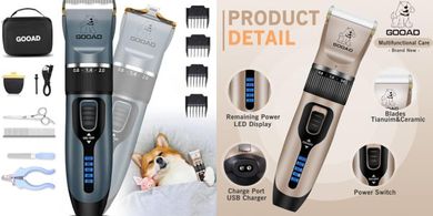 Cordless Quiet Dog & Cat Clippers Grooming Kit (Blue)
