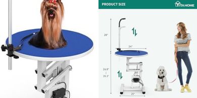 YITAHOME 24" Electric Lift Dog Grooming Table: Rotating, Adjustable, with Dryer Holder