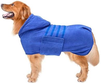 Geyecete XL Blue Microfiber Dog Drying Robe