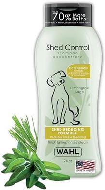 Wahl Shed Control Pet Shampoo: Lemongrass, Sage, Oatmeal, Aloe.