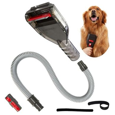Dyson cordless vacuum pet grooming kit with extension hose.