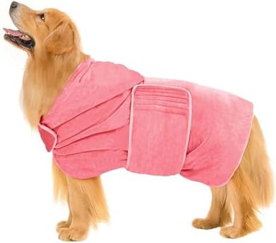 Avont Pink Dog Bathrobe: Super Absorbent, Large