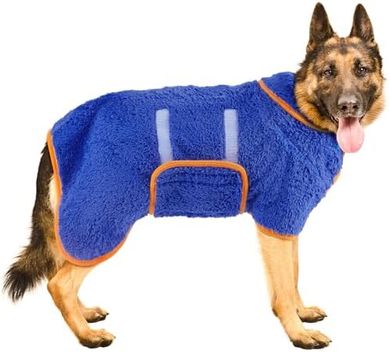 Bienbee Quick-Dry Dog Bathrobe (XXL, Dark Blue)
