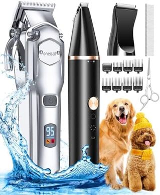 Cordless Rechargeable Dog Grooming Kit: Heavy-Duty Shaver & Paw Trimmer