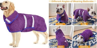 Super Soft, Quick-Drying Dog Bathrobe (XL, Adjustable)
