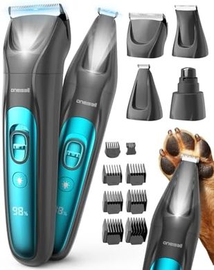 Oneisall Silent Rechargeable Dog Grooming Clippers & Nail Grinder
