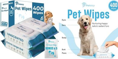 Organic Unscented Dog Wipes: Extra Thick, Clean Paws & More (Bonus Glove)