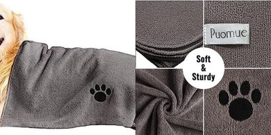 Large, absorbent microfiber dog towels (40x23.6") – grey
