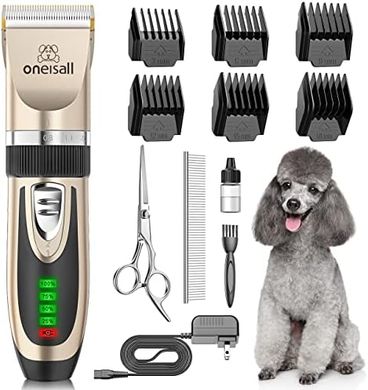 Oneisall Quiet Cordless Dog & Cat Clipper Grooming Kit (Gold)
