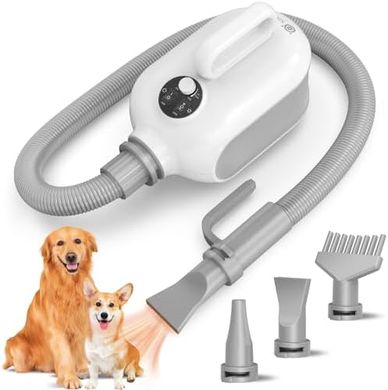 SISIGAD Pet Hair Dryer: Adjustable Speed, 3 Nozzles, All Pets
