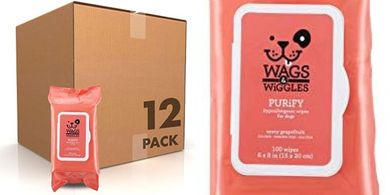 Wags & Wiggles Hypoallergenic Dog Wipes: Zesty Grapefruit, 1200 Count