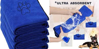 Chumia Microfiber Dog Drying Towels (4-Pack, Blue, 16x32")