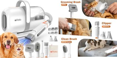 Afloia Pet Grooming Kit: Clippers, Vacuum, Trimmer, Brush