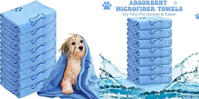 Large Absorbent Microfiber Dog & Cat Drying Towels (Blue)

