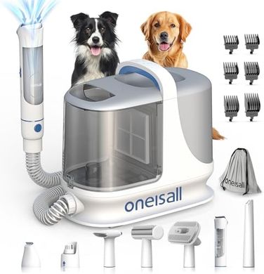 Oneisall Dog Grooming Vacuum: Powerful, Quiet, 3L, 7 Tools