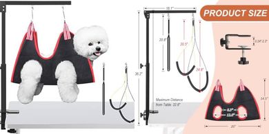 Adjustable Dog Grooming Arm with Hammock & Haunch Holders