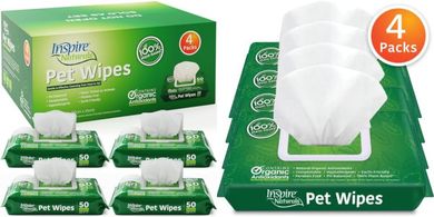Inspire Naturals Pet Wipes: 200 Count, Plant-Based, Organic