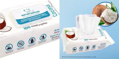 Coconut Moisturizing Pet Wipes (100-pack): Plant-Based, for Dogs & Cats